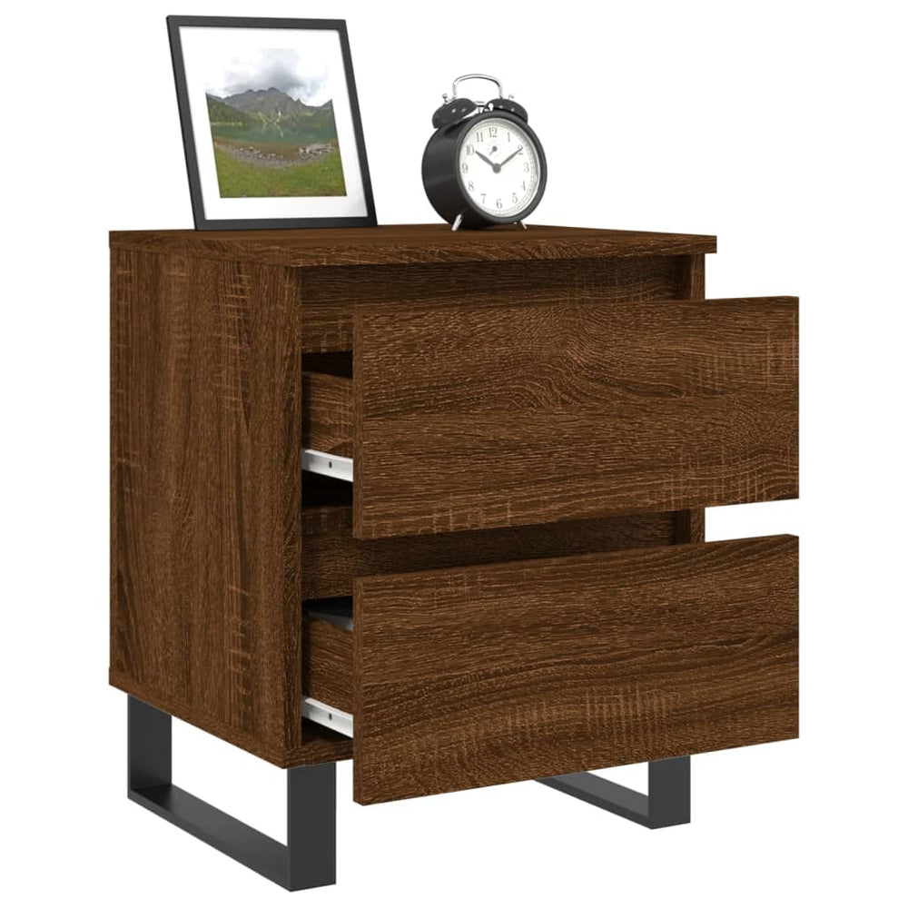Nachtkastjes 2 st 40x35x50 cm bewerkt hout bruin eikenkleur MeubelReus