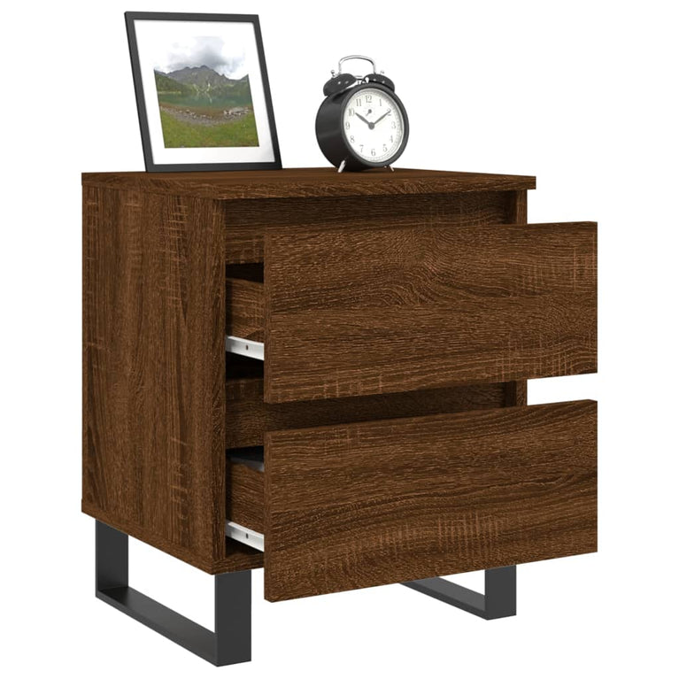 Nachtkastjes 2 st 40x35x50 cm bewerkt hout bruin eikenkleur MeubelReus