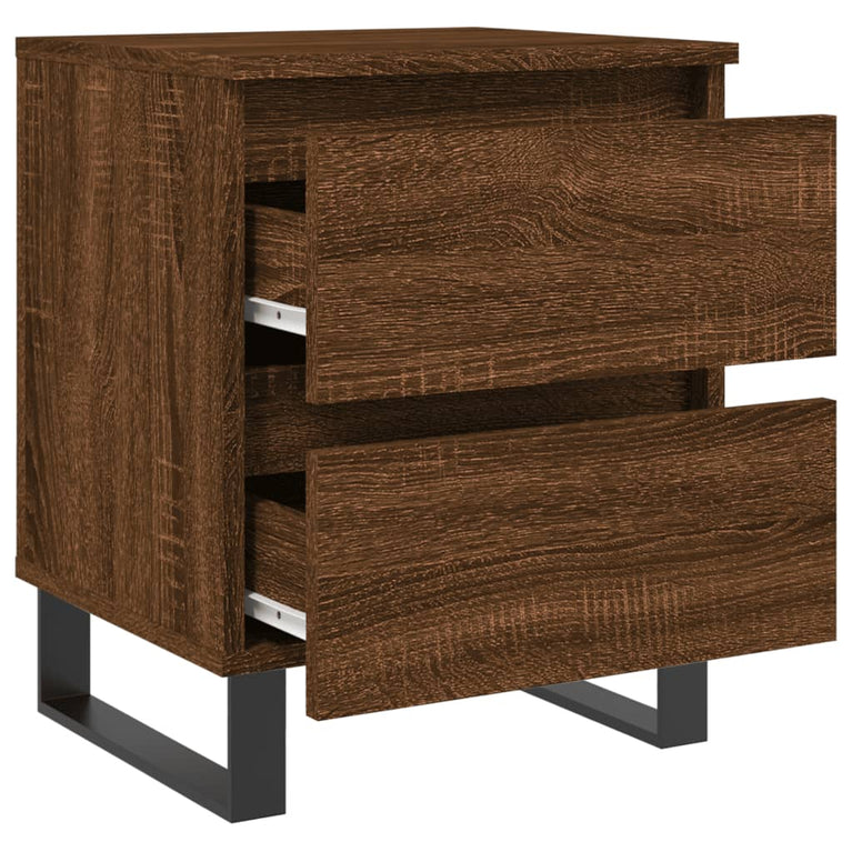 Nachtkastjes 2 st 40x35x50 cm bewerkt hout bruin eikenkleur MeubelReus