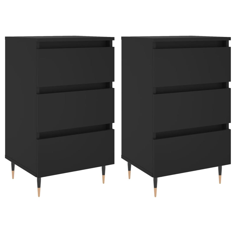 Nachtkastjes 2 st 40x35x69 cm bewerkt hout zwart MeubelReus