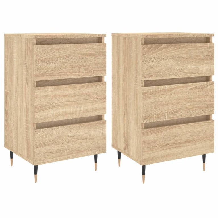 Nachtkastjes 2 st 40x35x69 cm bewerkt hout sonoma eikenkleurig MeubelReus