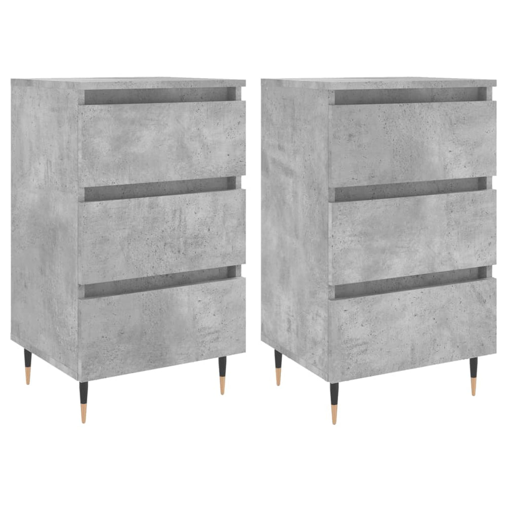 Nachtkastjes 2 st 40x35x69 cm bewerkt hout betongrijs MeubelReus