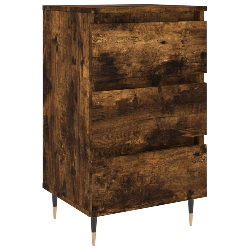 Nachtkastje 40x35x69 cm bewerkt hout gerookt eikenkleurig MeubelReus