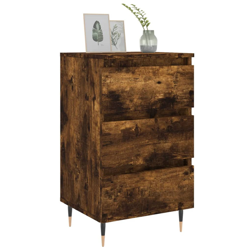 Nachtkastje 40x35x69 cm bewerkt hout gerookt eikenkleurig MeubelReus