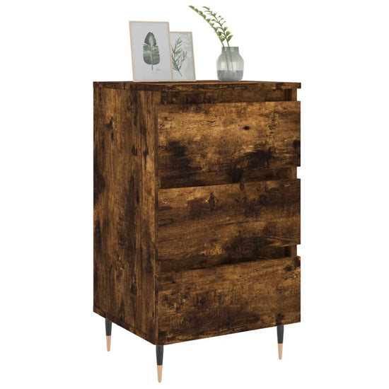 Nachtkastje 40x35x69 cm bewerkt hout gerookt eikenkleurig MeubelReus