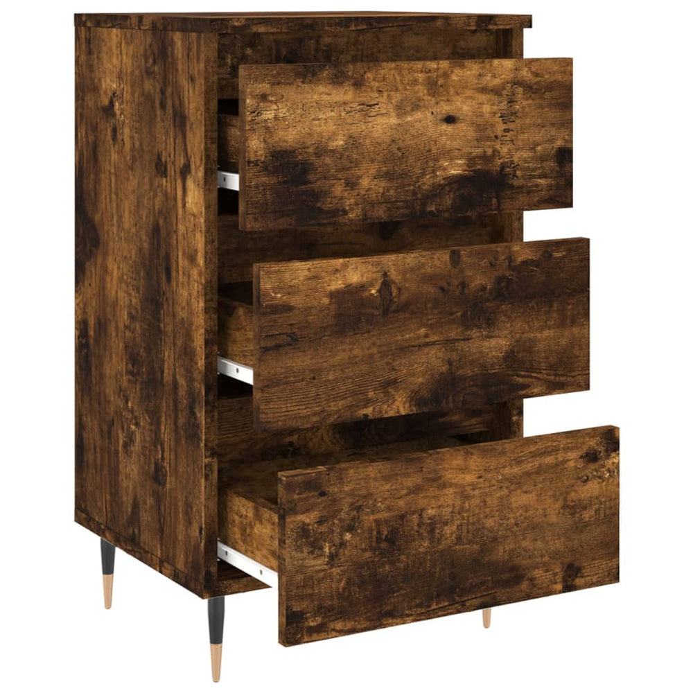 Nachtkastje 40x35x69 cm bewerkt hout gerookt eikenkleurig MeubelReus