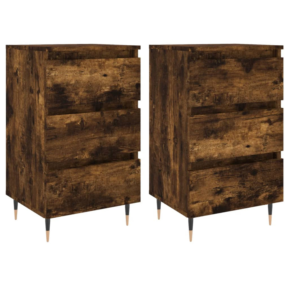 Nachtkastjes 2 st 40x35x69 cm bewerkt hout gerookt eikenkleurig MeubelReus