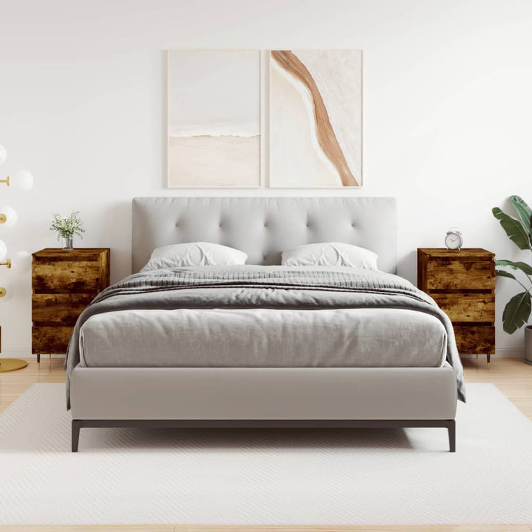 Nachtkastjes 2 st 40x35x69 cm bewerkt hout gerookt eikenkleurig MeubelReus