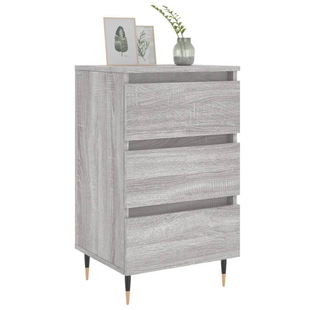 Nachtkastje 40x35x69 cm bewerkt hout grijs sonoma eikenkleurig MeubelReus