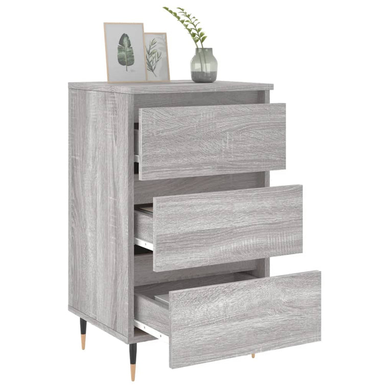 Nachtkastje 40x35x69 cm bewerkt hout grijs sonoma eikenkleurig MeubelReus