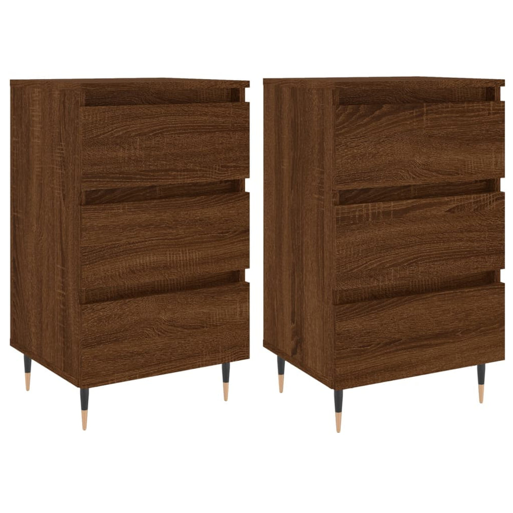 Nachtkastjes 2 st 40x35x69 cm bewerkt hout bruin eikenkleur MeubelReus