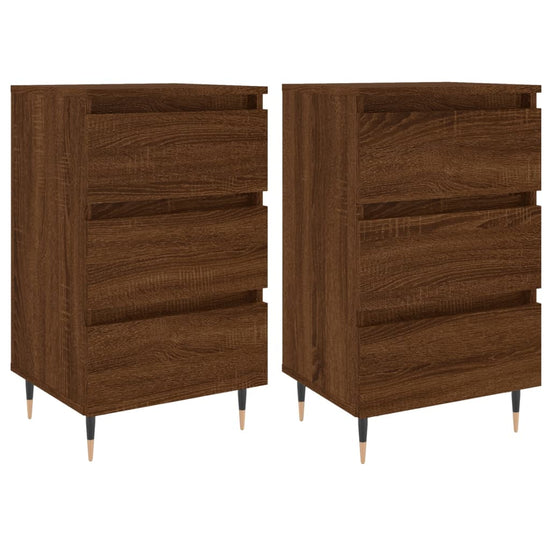Nachtkastjes 2 st 40x35x69 cm bewerkt hout bruin eikenkleur MeubelReus