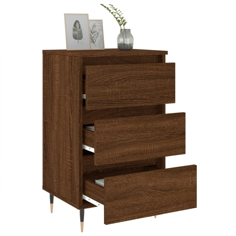 Nachtkastjes 2 st 40x35x69 cm bewerkt hout bruin eikenkleur MeubelReus