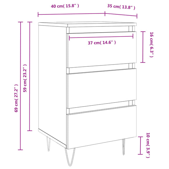Nachtkastjes 2 st 40x35x69 cm bewerkt hout wit MeubelReus
