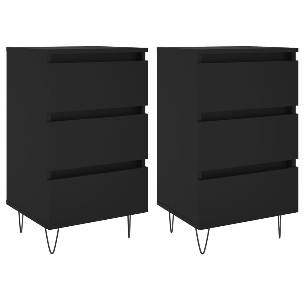 Nachtkastjes 2 st 40x35x69 cm bewerkt hout zwart MeubelReus