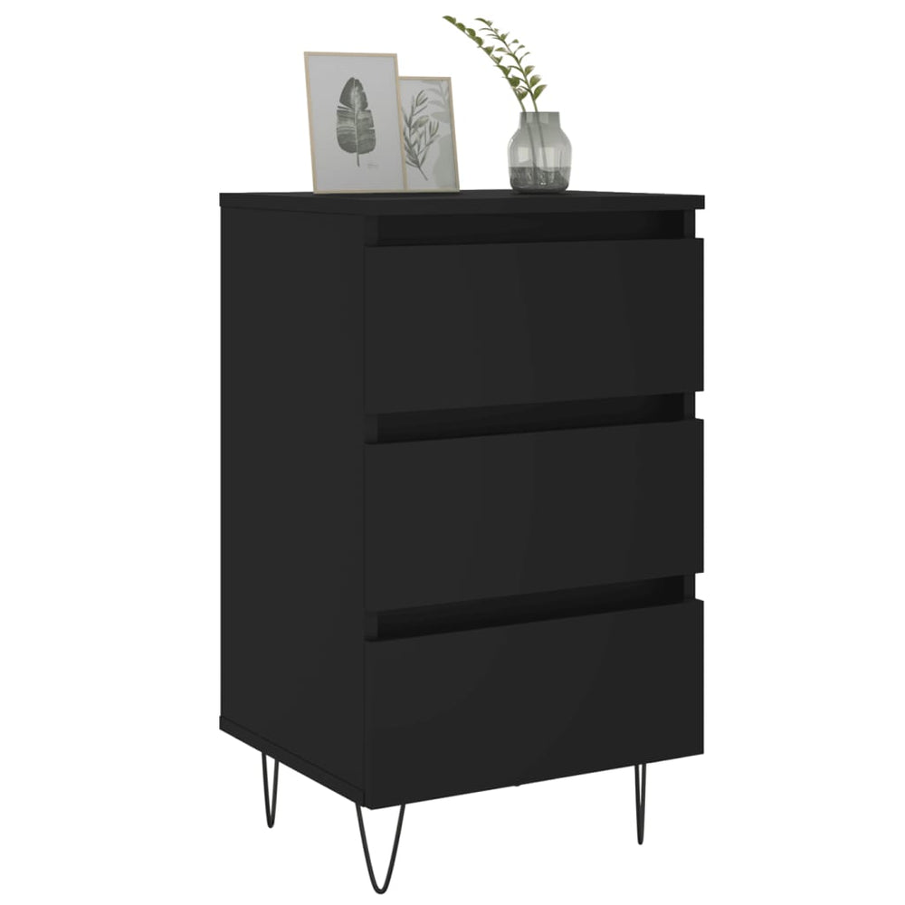 Nachtkastjes 2 st 40x35x69 cm bewerkt hout zwart MeubelReus