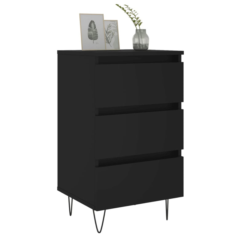 Nachtkastjes 2 st 40x35x69 cm bewerkt hout zwart MeubelReus