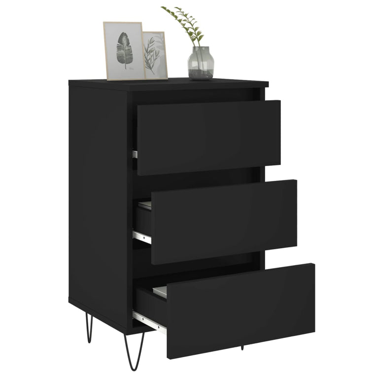 Nachtkastjes 2 st 40x35x69 cm bewerkt hout zwart MeubelReus