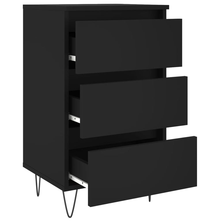 Nachtkastjes 2 st 40x35x69 cm bewerkt hout zwart MeubelReus