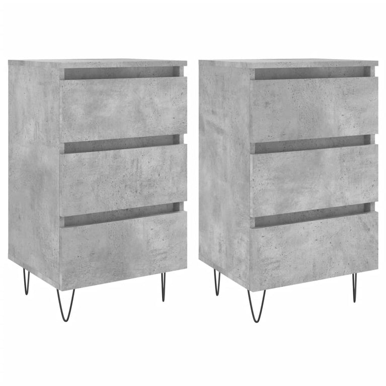 Nachtkastjes 2 st 40x35x69 cm bewerkt hout betongrijs MeubelReus