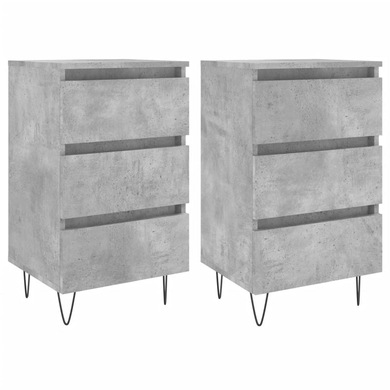 Nachtkastjes 2 st 40x35x69 cm bewerkt hout betongrijs MeubelReus