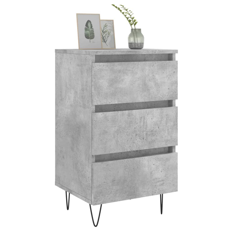 Nachtkastjes 2 st 40x35x69 cm bewerkt hout betongrijs MeubelReus