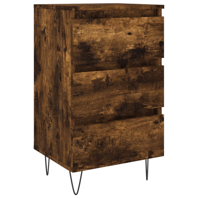 Nachtkastje 40x35x69 cm bewerkt hout gerookt eikenkleurig MeubelReus