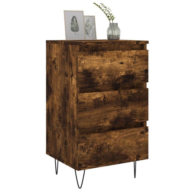 Nachtkastje 40x35x69 cm bewerkt hout gerookt eikenkleurig MeubelReus