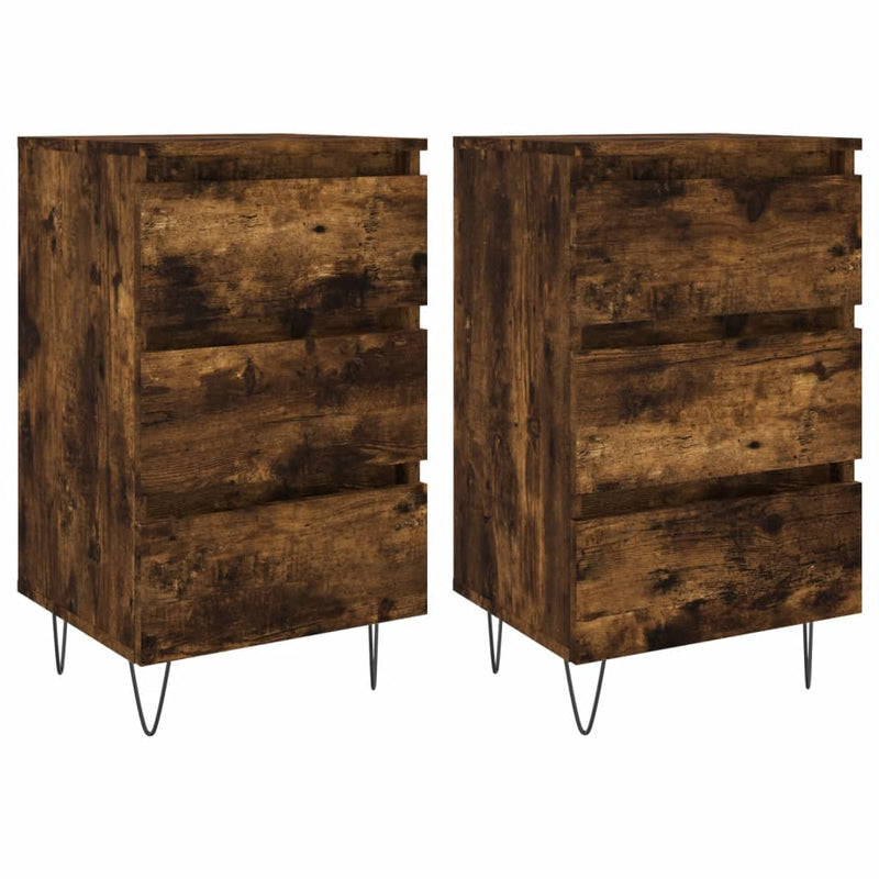 Nachtkastjes 2 st 40x35x69 cm bewerkt hout gerookt eikenkleurig MeubelReus