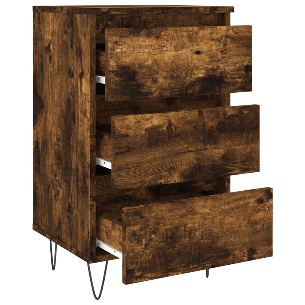 Nachtkastjes 2 st 40x35x69 cm bewerkt hout gerookt eikenkleurig MeubelReus