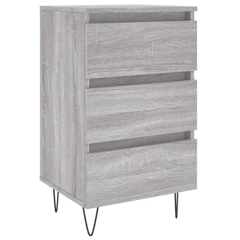 Nachtkastje 40x35x69 cm bewerkt hout grijs sonoma eikenkleurig MeubelReus