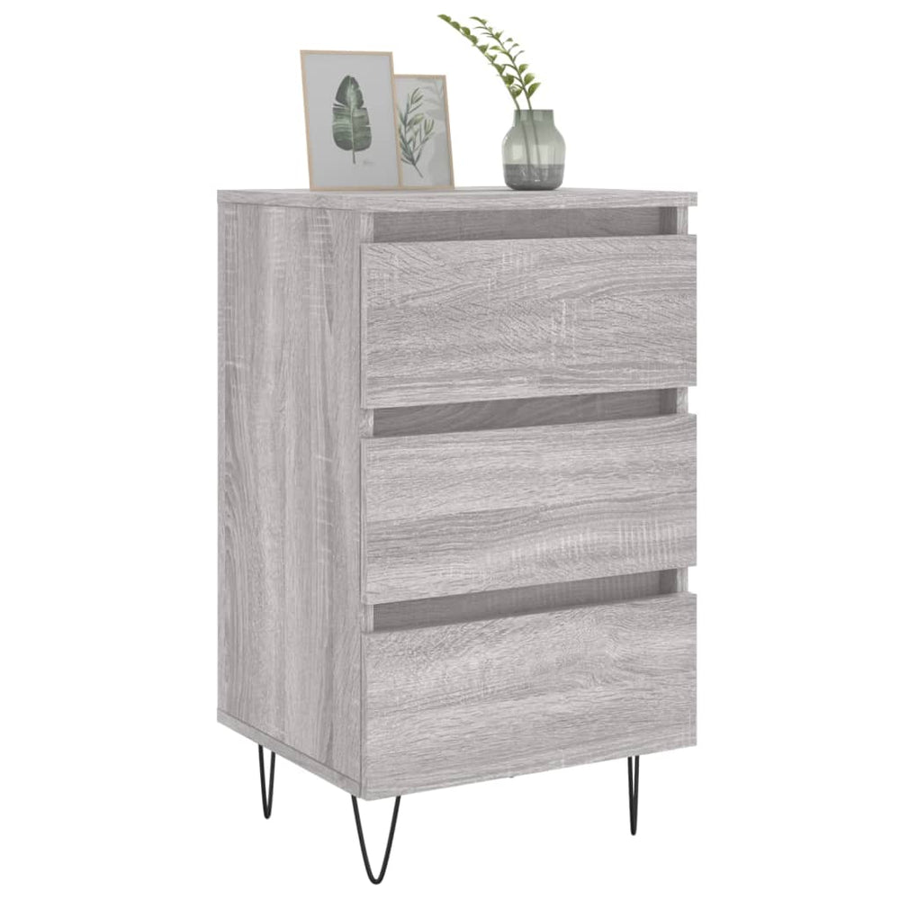 Nachtkastje 40x35x69 cm bewerkt hout grijs sonoma eikenkleurig MeubelReus
