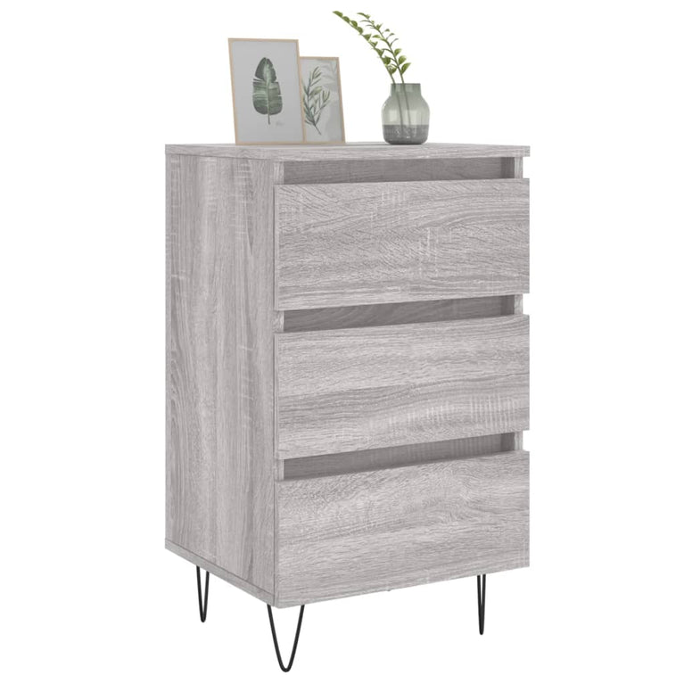 Nachtkastje 40x35x69 cm bewerkt hout grijs sonoma eikenkleurig MeubelReus