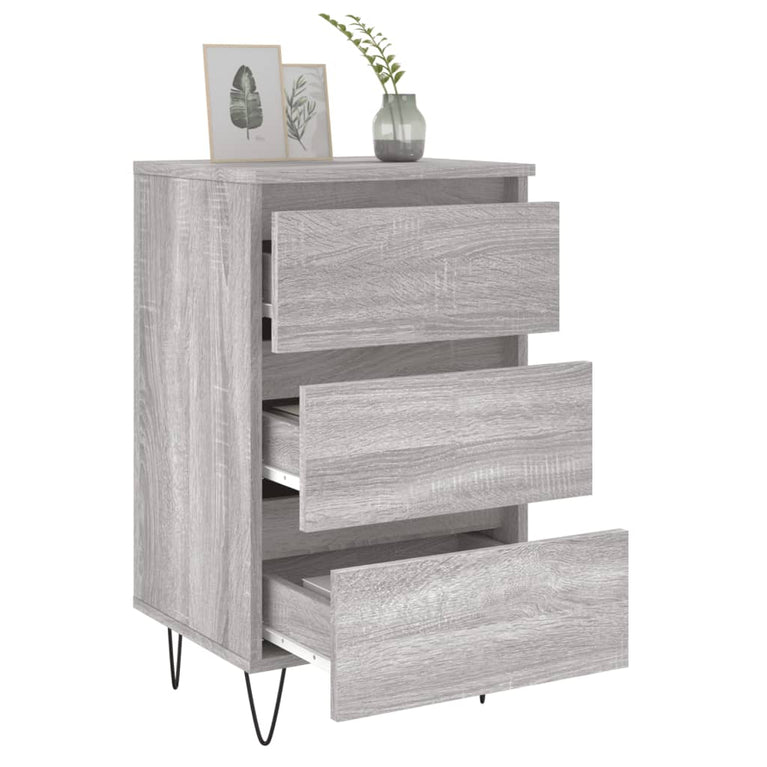 Nachtkastje 40x35x69 cm bewerkt hout grijs sonoma eikenkleurig MeubelReus