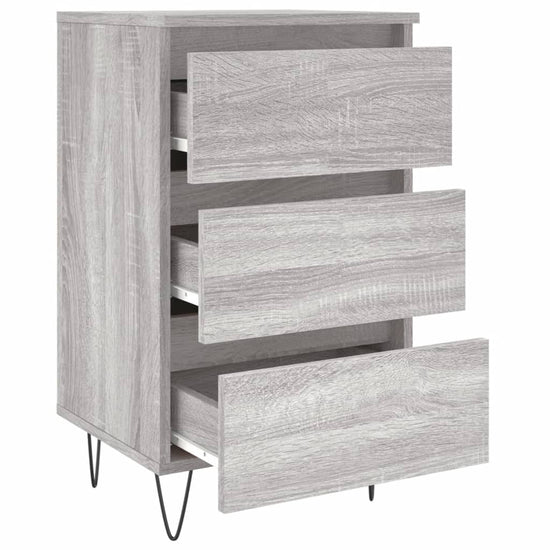 Nachtkastje 40x35x69 cm bewerkt hout grijs sonoma eikenkleurig MeubelReus