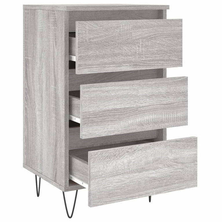 Nachtkastje 40x35x69 cm bewerkt hout grijs sonoma eikenkleurig MeubelReus
