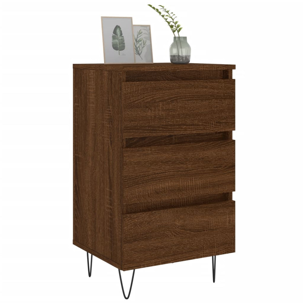 Nachtkastje 40x35x69 cm bewerkt hout bruin eikenkleur MeubelReus