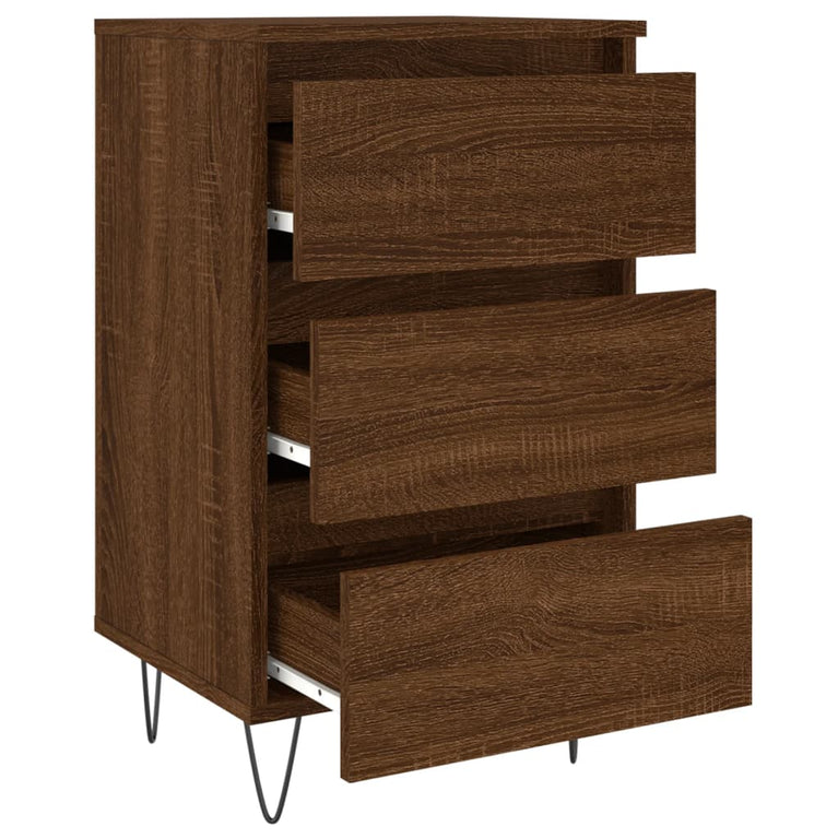 Nachtkastje 40x35x69 cm bewerkt hout bruin eikenkleur MeubelReus