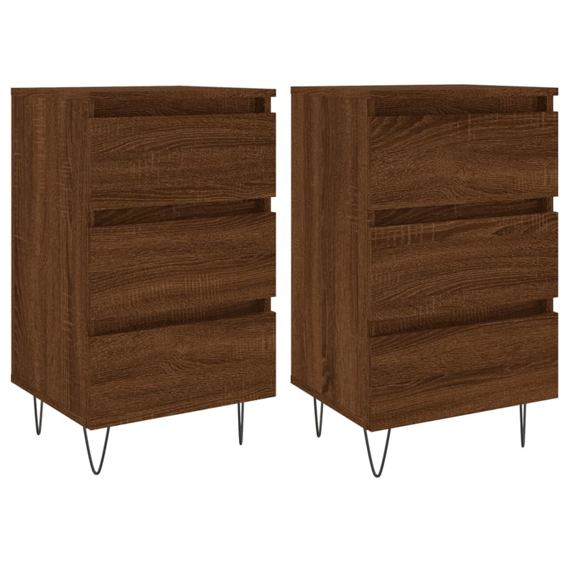Nachtkastjes 2 st 40x35x69 cm bewerkt hout bruin eikenkleur MeubelReus