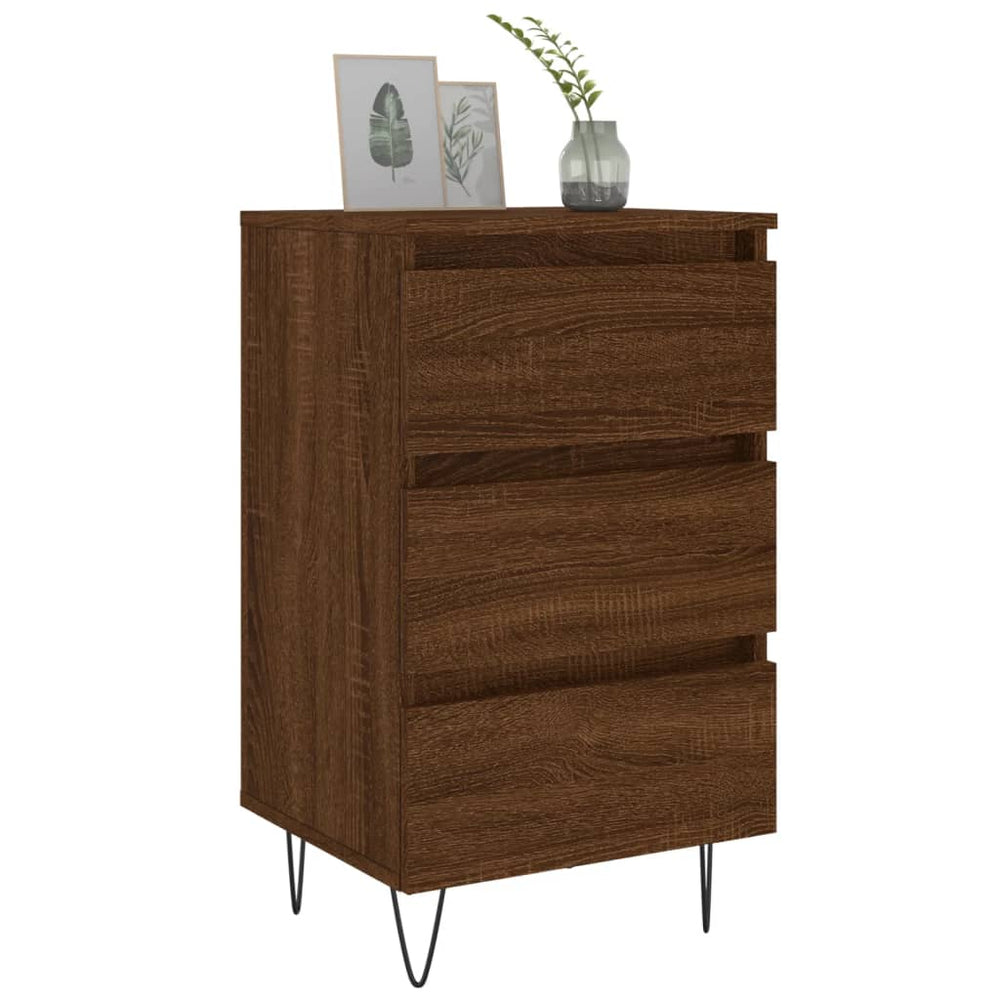 Nachtkastjes 2 st 40x35x69 cm bewerkt hout bruin eikenkleur MeubelReus