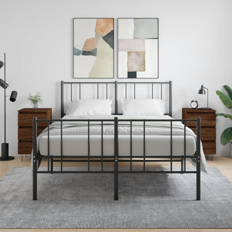 Nachtkastjes 2 st 40x35x69 cm bewerkt hout bruin eikenkleur MeubelReus