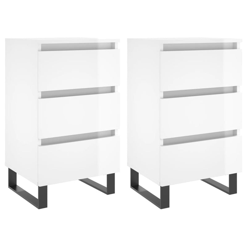 Nachtkastjes 2 st 40x35x69 cm bewerkt hout hoogglans wit MeubelReus