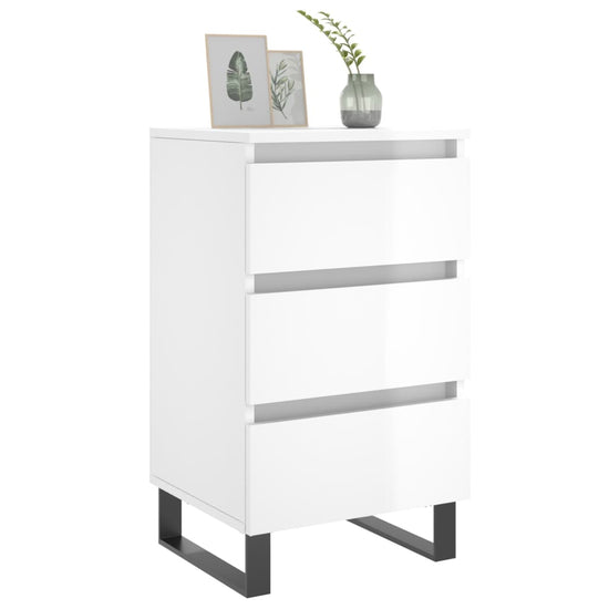 Nachtkastjes 2 st 40x35x69 cm bewerkt hout hoogglans wit MeubelReus