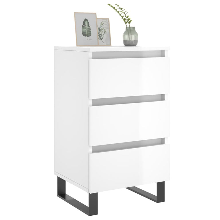 Nachtkastjes 2 st 40x35x69 cm bewerkt hout hoogglans wit MeubelReus