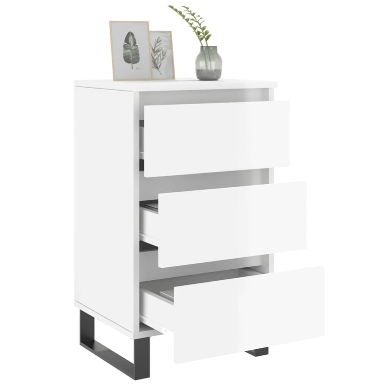 Nachtkastjes 2 st 40x35x69 cm bewerkt hout hoogglans wit MeubelReus