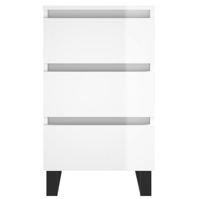 Nachtkastjes 2 st 40x35x69 cm bewerkt hout hoogglans wit MeubelReus