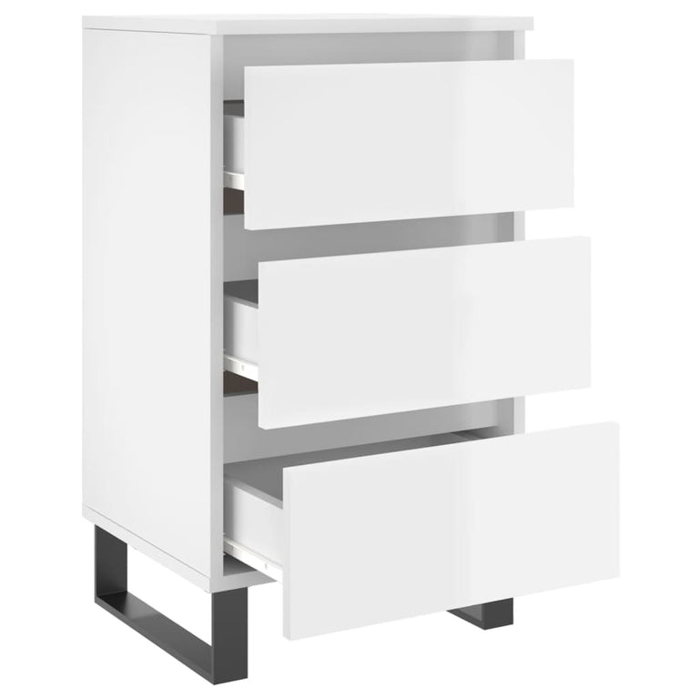 Nachtkastjes 2 st 40x35x69 cm bewerkt hout hoogglans wit MeubelReus