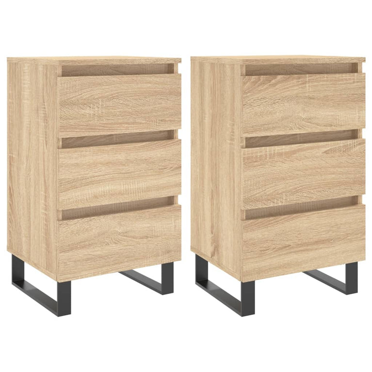 Nachtkastjes 2 st 40x35x69 cm bewerkt hout sonoma eikenkleurig MeubelReus