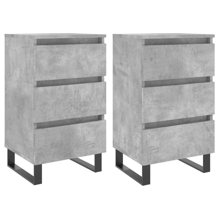 Nachtkastjes 2 st 40x35x69 cm bewerkt hout betongrijs MeubelReus