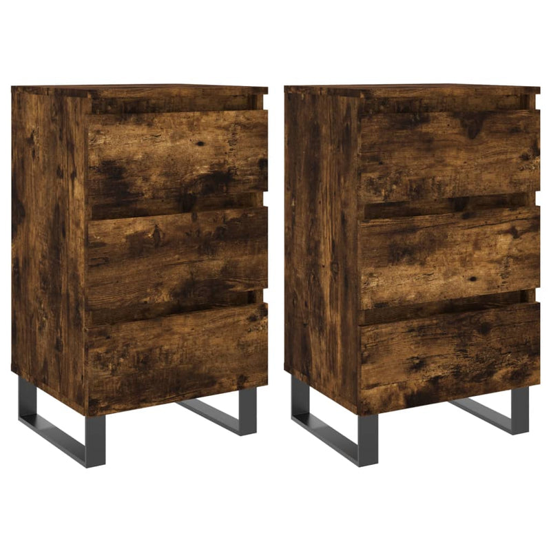 Nachtkastjes 2 st 40x35x69 cm bewerkt hout gerookt eikenkleurig MeubelReus